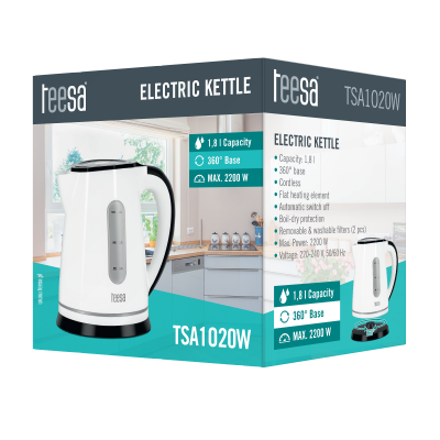 Czajnik elektryczny TEESA, 2200 W, biały, 1,8L