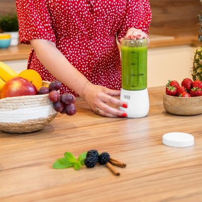 Blender bezprzewodowy, szklany kubek, 450ml, 100W , 6 noży
