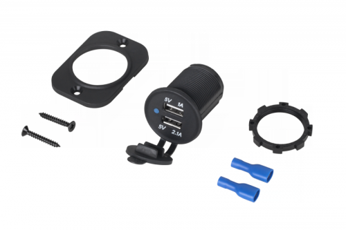 Ładowarka samochodowa USB 12/24V 1A+2.1A montażowa LXG526