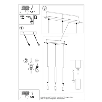 Lampa wisząca WEZYR 3 czarna