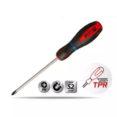 Wkrętak krzyżowy Phillips PH2x125mm, stal S2, uchwyt 3-mat.