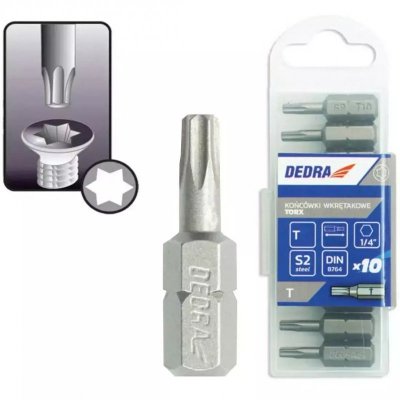Końcówki wkrętakowe Torx T27x25mm,10szt pudełko plast