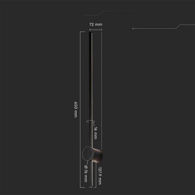 Oprawa Ścienna Elewacyjna LED V-TAC 12W IP65 Czarna 63cm VT-11112-B 3000K 1400lm