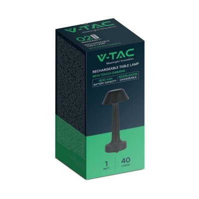 Lampka Biurkowa Nocna V-TAC 2W LED 23cm Ładowanie USB CCT Ściemnianie Czarna VT-7566 3000K-6000K 40lm