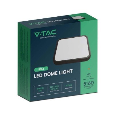Oprawa sufitowa plafoniera V-TAC 48W LED kwadrat 42x42cm natynkowy IP44 czarny VT-8630B 6500K 5160lm