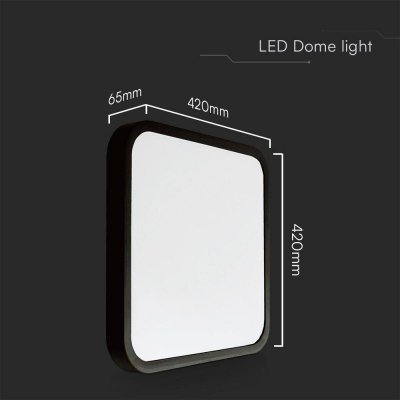 Plafon V-TAC 48W LED SAMSUNG CHIP Kwadrat 42x42cm Natynkowy IP44 Czarny VT-8630B 6500K 5160lm 5 Lat Gwarancji