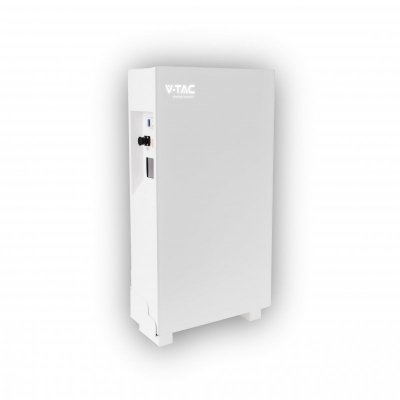 Magazyn bank energii V-TAC biały szklany front 10.24kWh 200Ah/51.2V LiFePO4 BMS VT-10240W 10 lat gwarancji