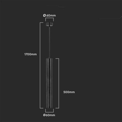 Oprawa Zwieszana V-TAC GU10 GU10 Czarny 60x500mm VT-976-500 3 Lata Gwarancji
