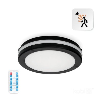 Plafon z czujnikiem ruchu LED NAIROS 12W CCT LX IP65  czarny Kobi Premium