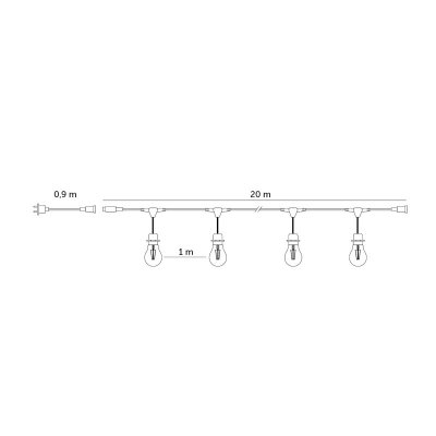 Girlanda BAJA LED SET 20x1W 20m E27 Kobi Design