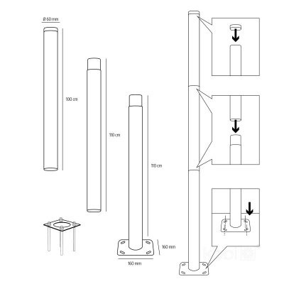 Słup BASE SG 3m Fi 60mm Kobi