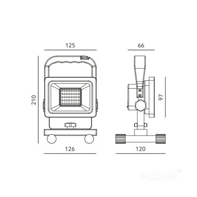 Naświetlacz akumulatorowy LED TIGRA B 20W 4000K IP54 Kobi