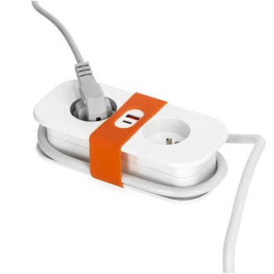 Przedłużacz FLOWFLEXER ORANGE W 2gn+USB/1,4m/Zu/1,5mm biały Kobi Design