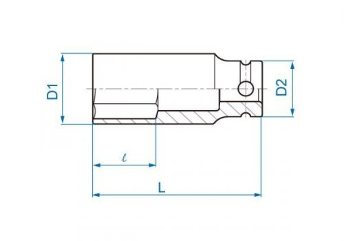 NASADKA DŁUGA UDAROWA CIENKOŚCIENNA 1/2&quot; 22mm x 80mm, 6-kąt King Tony