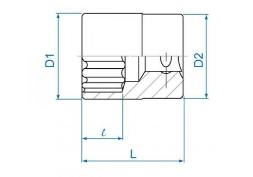 NASADKA KRÓTKA 3/8&quot; CALOWA 3/4&quot; x 29mm 12-kąt. Cr-V King Tony