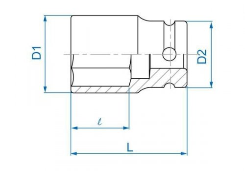 NASADKA KRÓTKA UDAROWA CIENKOŚCIENNA 1/2&quot; 19mm x 52mm, 6-kąt King Tony