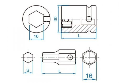 BIT UDAROWY DO UCHWYTU 16mm HEX 10mm King Tony