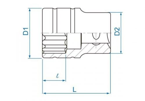 NASADKA KRÓTKA 1/2&quot; 10mm x 38mm 12-kąt. Cr-v King Tony