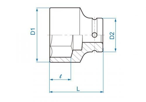 NASADKA KRÓTKA UDAROWA 3/4&quot; CALOWA 13/16&quot; x 50mm, 6-kąt. King Tony