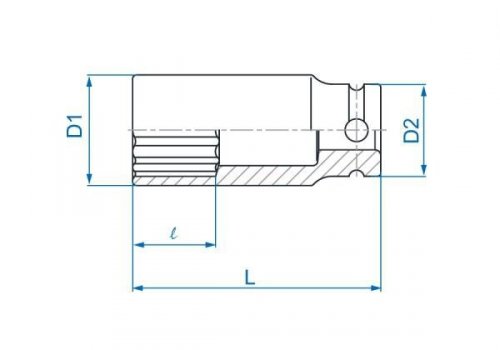NASADKA DŁUGA UDAROWA CIENKOŚCIENNA 1/2&quot; 10mm x 80mm, 12-kąt King Tony