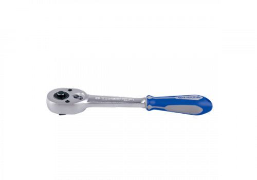 GRZECHOTKA Z PRZYCISKIEM 3/8&quot; 32 ZĘBY 200mm UCHWYT GUMOWY, BLOKADA King Tony