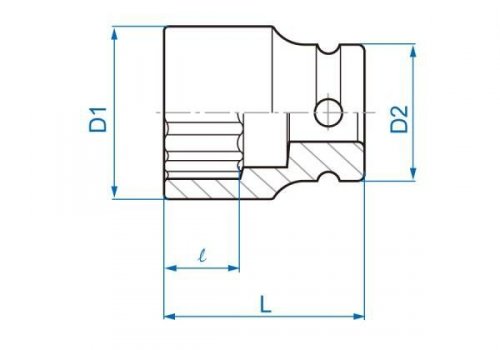 NASADKA KRÓTKA UDAROWA 1/2&quot; 1-1/16&quot; x 38mm, 12-kąt King Tony