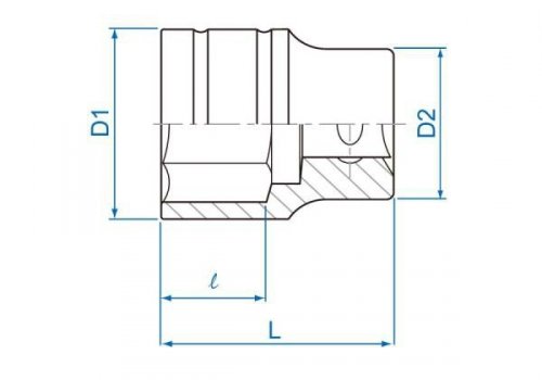 NASADKA KRÓTKA 1/2&quot; 29mm x 44mm, 6-kąt. Cr-v King Tony