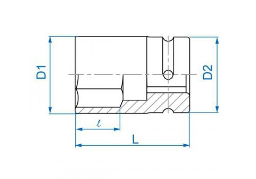 NASADKA KRÓTKA UDAROWA CIENKOŚCIENNA 1&quot; 24mm x 80mm, 6-kąt King Tony