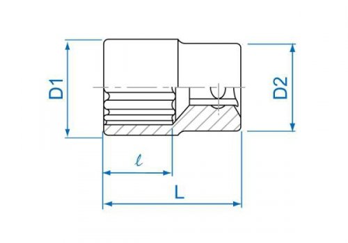 NASADKA KRÓTKA 1/4&quot; 15/32&quot; x 24mm, 12-kąt. Cr-V King Tony