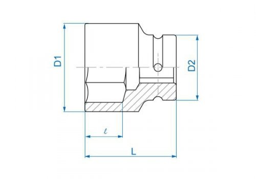NASADKA KRÓTKA UDAROWA 1&quot; CALOWA 1-1/8&quot; x 58mm, 6-kąt King Tony