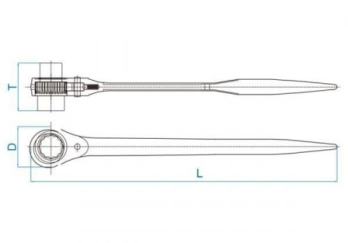 DWUSTRONNY KLUCZ NASADKOWY Z GRZECHOTKĄ 30x32mm, DŁ. 402mm King Tony