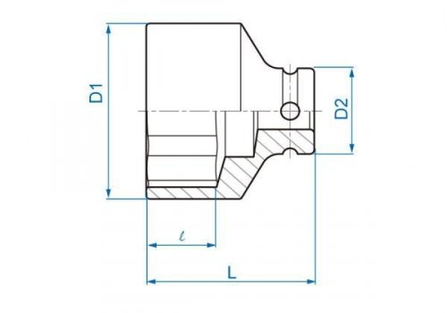 NASADKA KRÓTKA UDAROWA 1/2&quot; 16mm x 38mm, 6-kąt King Tony