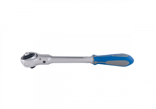 GRZECHOTKA 3/8&quot; Z RUCHOMĄ GŁOWICĄ 72 ZĘBY, Z PRZYCISKIEM, 235mm, UCHWYT GUMOWY King Tony