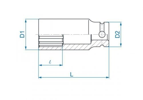 NASADKA DŁUGA UDAROWA 1/2&quot; 15mm x 80mm, 12-kąt King Tony
