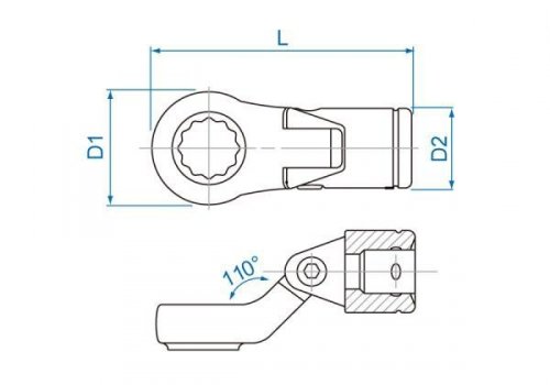 KLUCZ OCZKOWY NASADOWY PRZEGUBOWY 3/8&quot; 9mm, 12-kąt. King Tony