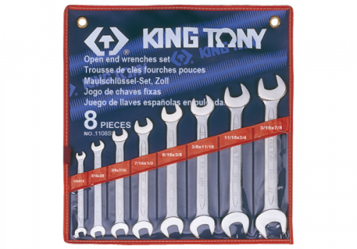 ZESTAW KLUCZY PŁASKICH calowych 1/4 - 7/8&quot;, 8cz. ETUI King Tony