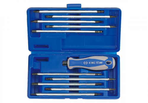 ZESTAW WKRĘTAKÓW Z WYMIENNYMI GROTAMI 11 cz. MIX: TORX, HEX, PŁASKIE, PH, PZ King Tony