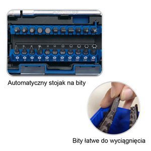 ZESTAW NARZĘDZI 1/4&quot; 39cz. NASADKI KRÓTKIE, 6-kąt. 5 - 14mm + BITY, Z GRZECHOTKĄ I AKCESORIAMI King Tony
