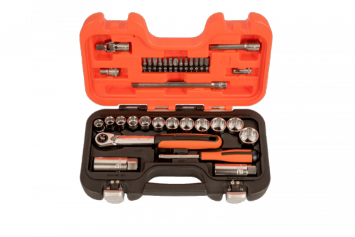 Zestaw nasadek 1/4&quot;&1/2&quot; 34-elementowy z grzechotką SLIM BAHCO