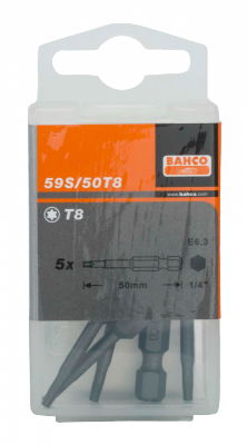 Bit 1/4&quot; do śrub TORX T8x50 mm, 5 szt. BAHCO