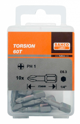 Bit 1/4&quot; Torsion PH1x25 mm, 10 szt. BAHCO