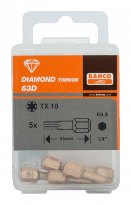 Bit diamentowy 1/4&quot; do śrub TORX T10x25 mm, 5 szt. BAHCO