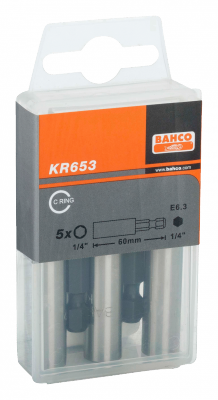 Zestaw uchwytów do bitów 1/4&quot; 60 mm z pierścieniem ustalającym 5 szt. BAHCO