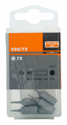 Bit 1/4&quot; do śrub TORX T5x25mm, 5 szt. BAHCO