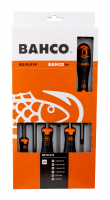 Wkrętaki BahcoFit zestaw 6 sztuk, nacięcie proste/Pozidriv BAHCO