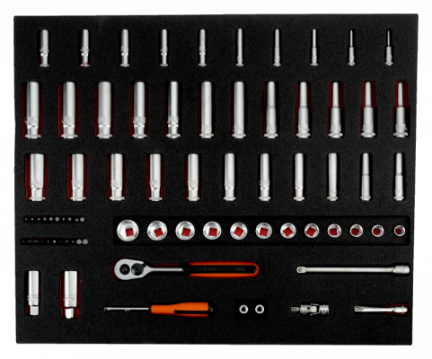 Wkład narzędziowy - nasadki długie 1/4&quot; + 3/8&quot; BAHCO