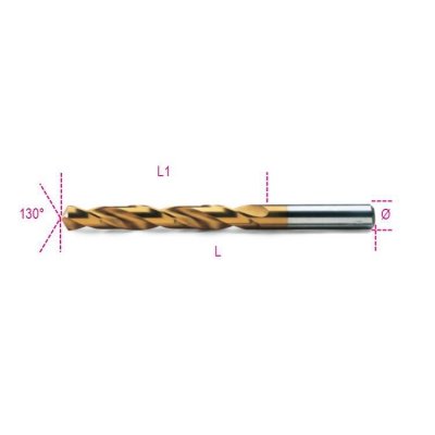 Wiertło kręte cylindryczne szlifowane tytanowane HSS-TiN 6,50 mm DIN338, 414 Beta