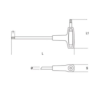 Klucz trzpieniowy imbusowy kątowy 10 mm z rękojeścią, 96T Beta