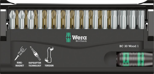 Zestaw bitow Bit-Check 30 Wood 1 Wera