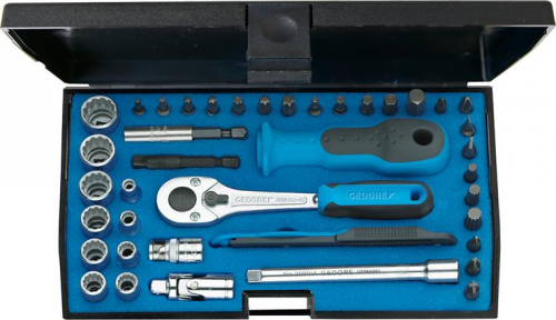 Zestaw nasadek 1/4&quot;, 12-kątnych, 40-czesciowy, D20TMU-10, GEDORE